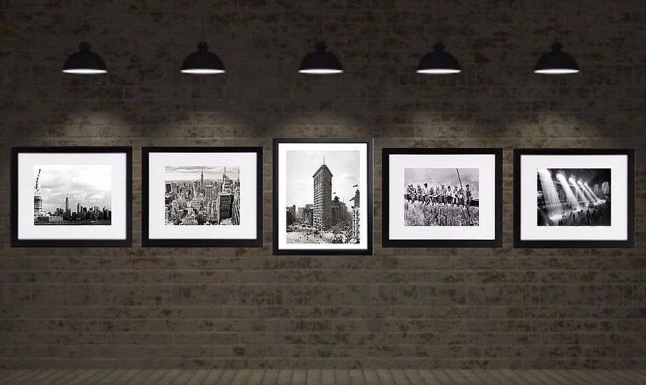 New York city framed art Set of 5 Black and White vintage photography