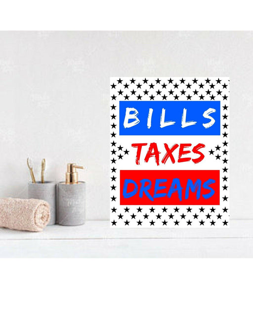 Bills Taxes Dreams Capitalism Wall Art - Modern Memory Design Picture frames - New Jersey Frame shop custom framing
