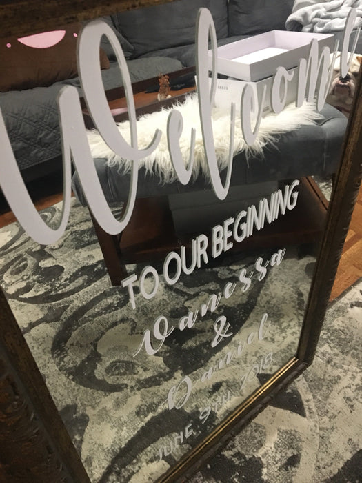 Gold Wedding Welcome Mirror or Bridal Shower Welcome Sign