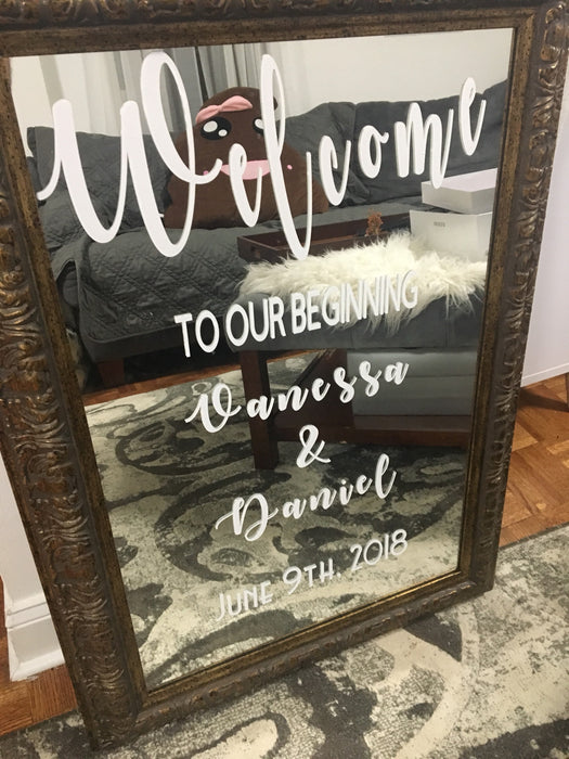 Wedding Welcome Sign Mirror Custom Text Design 20x30inch