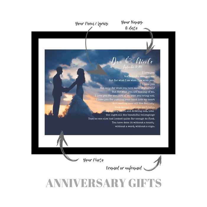 Wedding anniversary gift Song Lyric print 1st wedding anniversary Wedding Song Lyrics or Vows