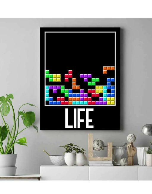 Life Motivational poster print art Tetris art Quote