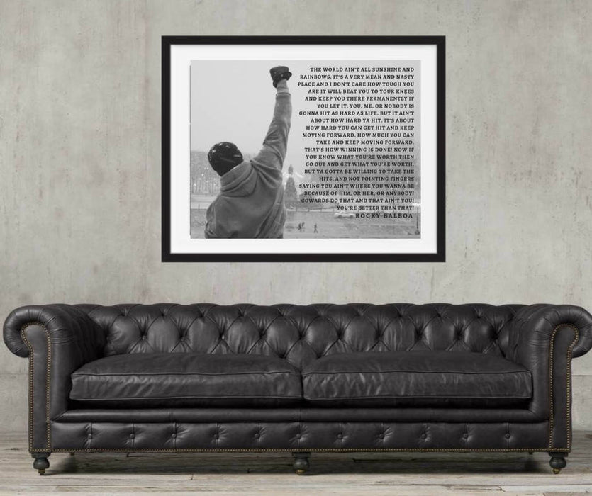 Rocky Balboa Motivational Black Frame Giclee Art Print Poster Thi