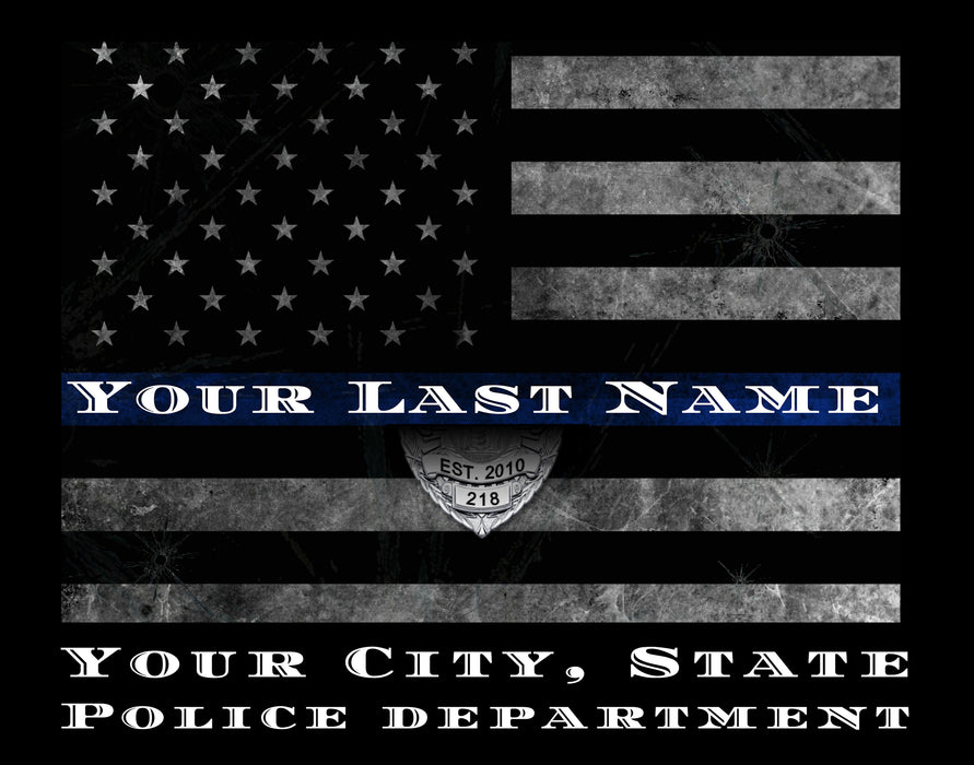 Thin blue line Police officer retirement Gift Sign
