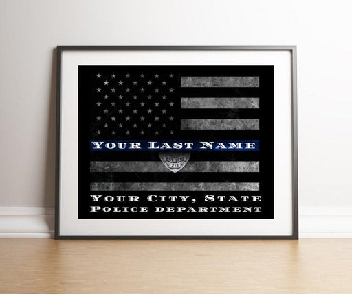 Police graduation Gift Thin Blue Line picture frame canvas art