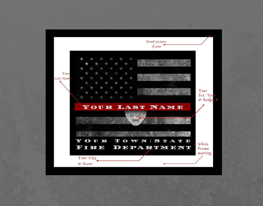 Artwork Custom Firefighter Thin Red Line Flag Custom made Picture Frame Store Online 