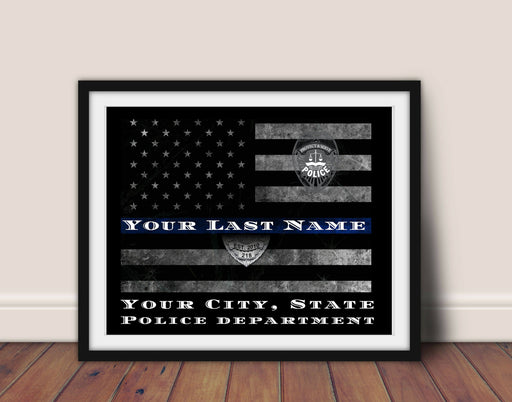 Police officer Thin Blue Line gift picture frame Police academy