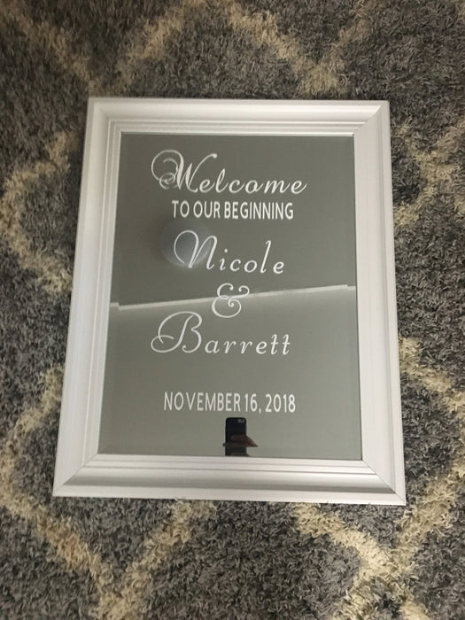 Wedding Welcome Mirror Sign Custom Personalized