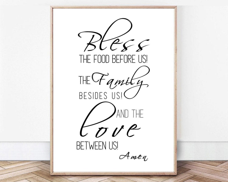 Bless the food before us farmhouse rustic wood Signs for kitchen - Modern Memory Design Picture frames - New Jersey Frame shop custom framing