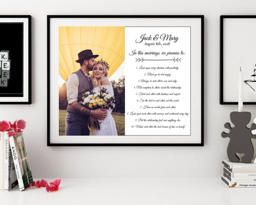 Personalized Wedding Anniversary gift framed wall art print Canvas art Vows or first Song Lyric