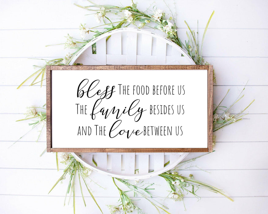 Bless the food before us farmhouse wood Signs for Kitchen dining room - Modern Memory Design Picture frames - New Jersey Frame shop custom framing