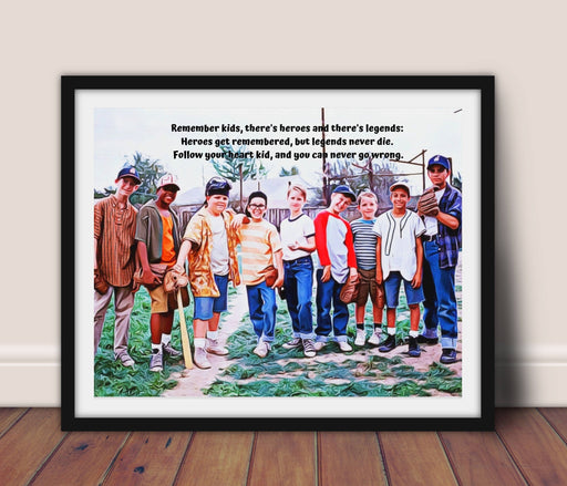  Inspirational quote Sandlot movie poster Baseball Gift framed art
