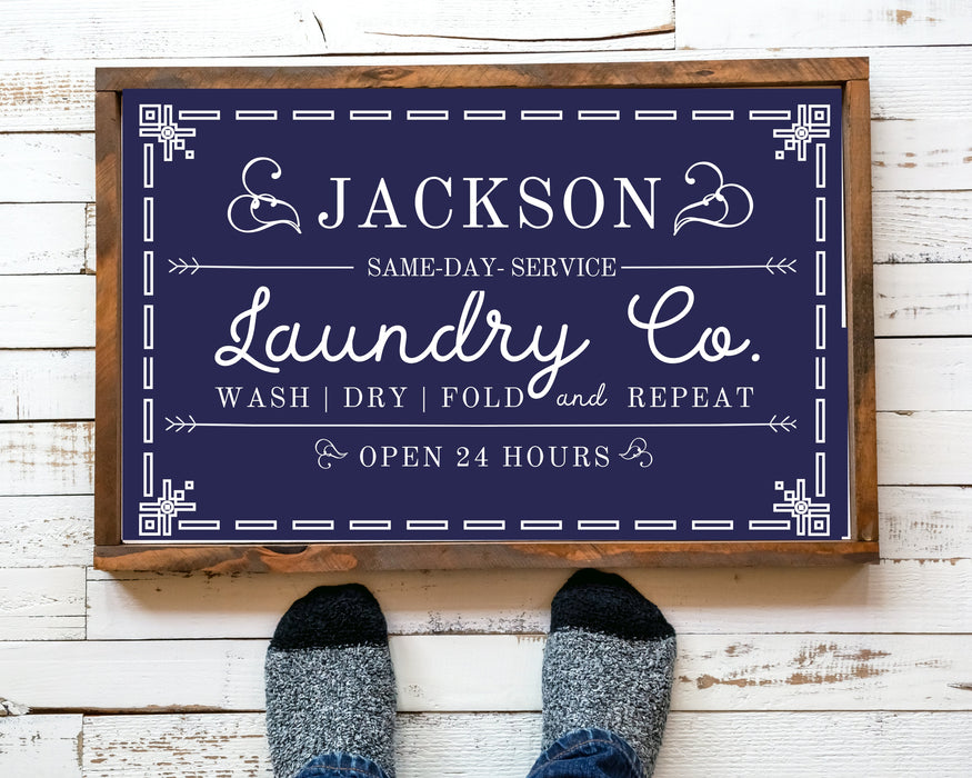 Laundry Room Rustic Farmhouse Wood Signs | Personalized with lastname