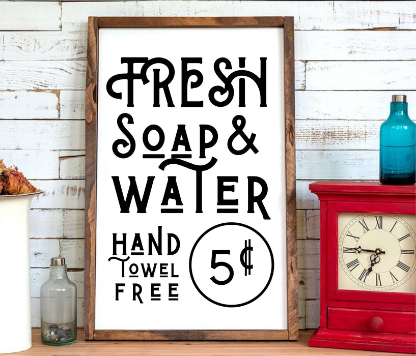 Farmhouse Wood sign for Bathroom Fresh soap and water