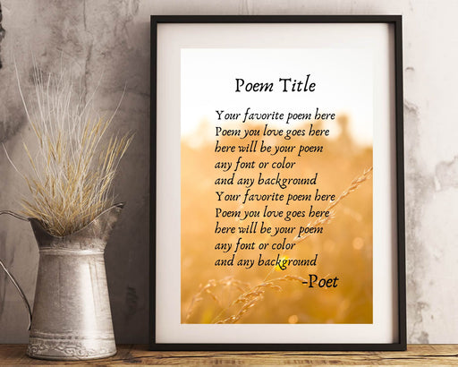 Poem Print and frame custom Framed poem