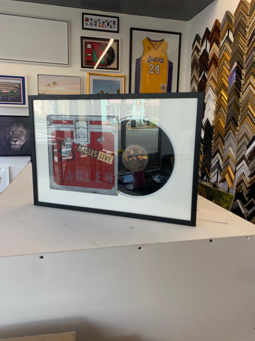 vinyl record picture frame black wood