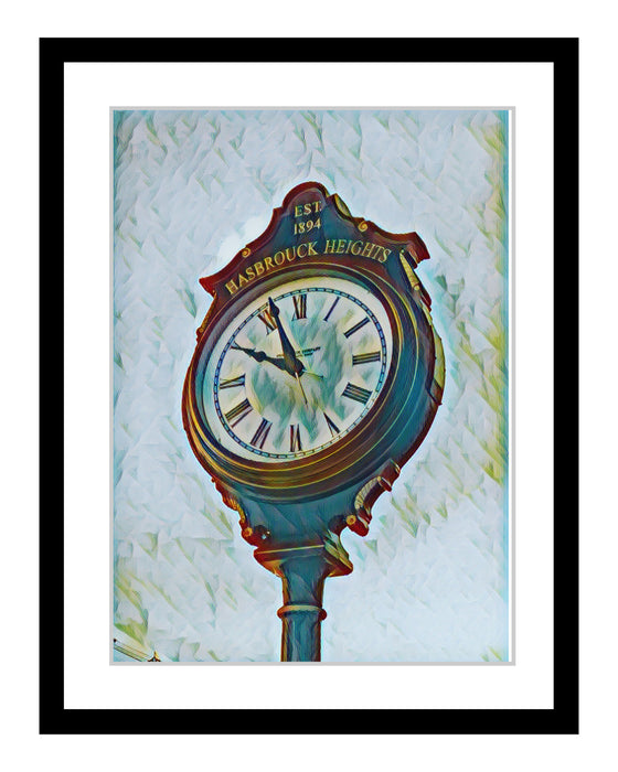 Hasbrouck Heights New Jersey Clock Artwork Framed