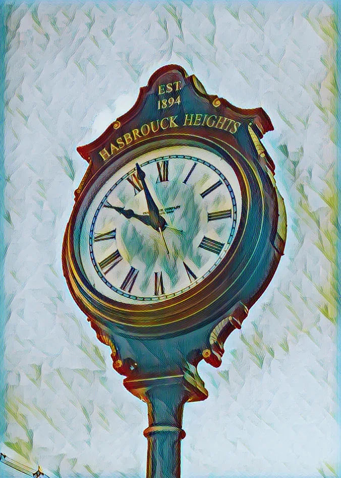 Hasbrouck Heights New Jersey Clock Artwork Framed