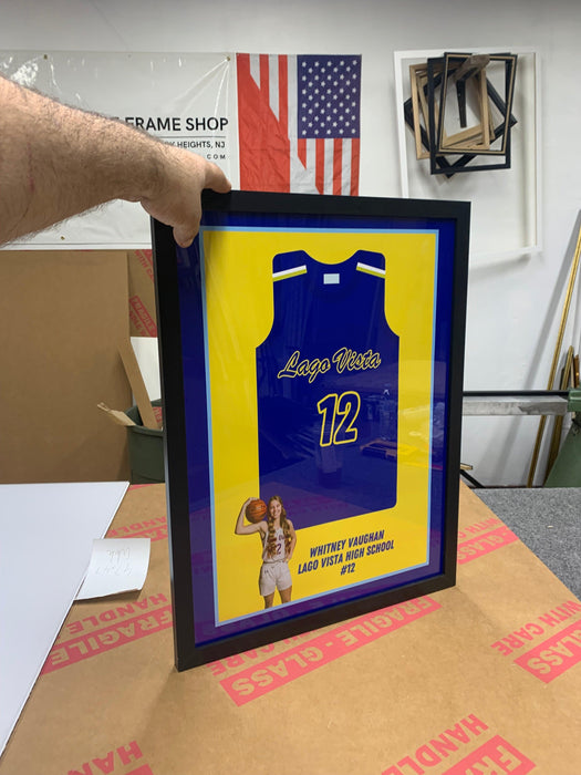 Lacrosse High School Senior Award Night Gift Idea - Jersey Print Frame - Modern Memory Design Picture frames - New Jersey Frame shop custom framing