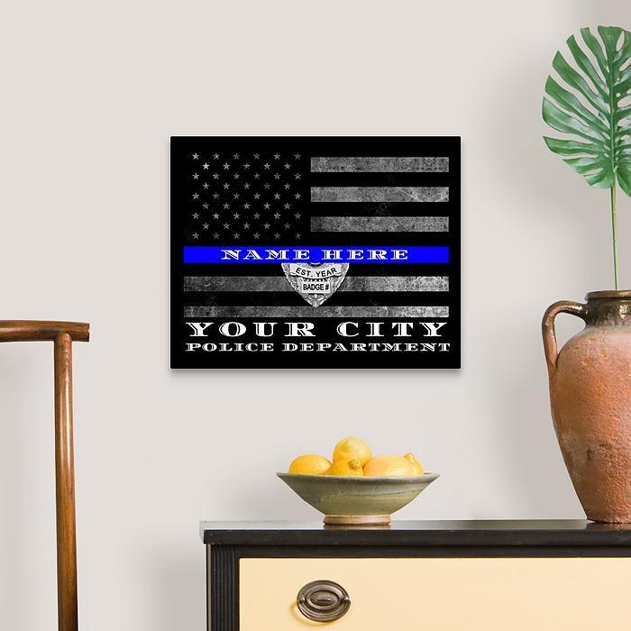 Austin Police Officer Thin blue Line Flag Gift Art - Modern Memory Design Picture frames - New Jersey Frame shop custom framing