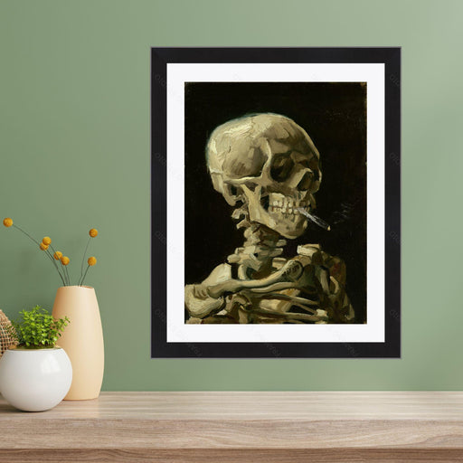 Skull of a Skeleton with Burning Cigarette by Vincent Van Gogh Framed Fine Art Print - Modern Memory Design Picture frames - New Jersey Frame shop custom framing