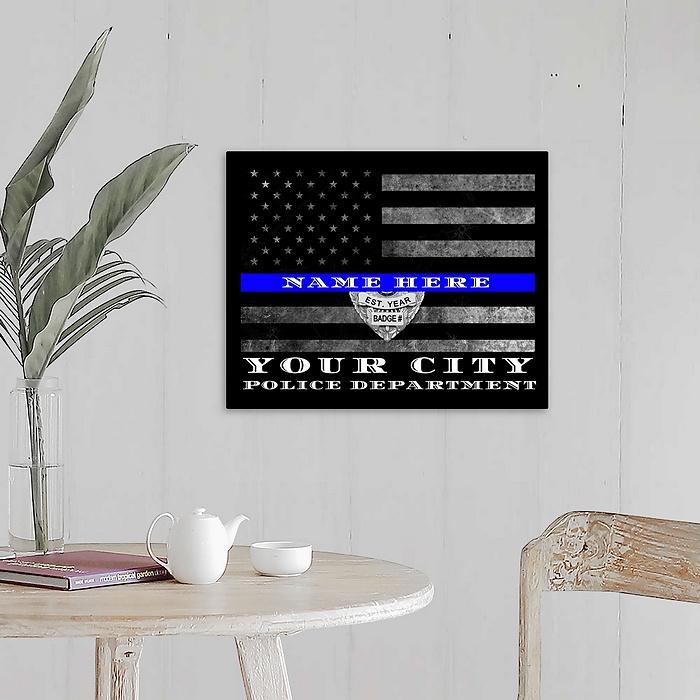Milwaukee Police Department Thin blue Line Police Gift Custom  Art