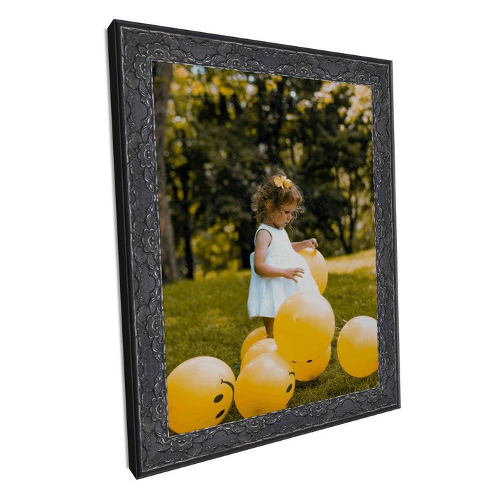 Traditional Renaissance Ornate Black Picture Frame with Silver - Modern Memory Design Picture frames - New Jersey Frame shop custom framing